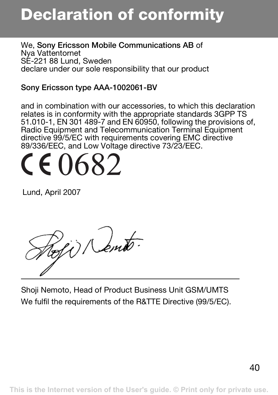 Declaration of conformity | Tannoy T250I User Manual | Page 40 / 42