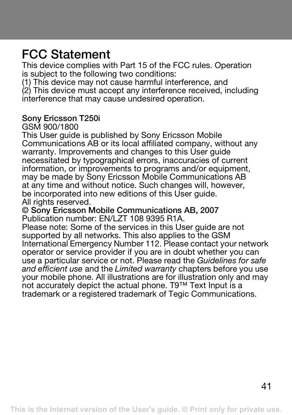 Fcc statement | Tannoy T250I User Manual | Page 41 / 42