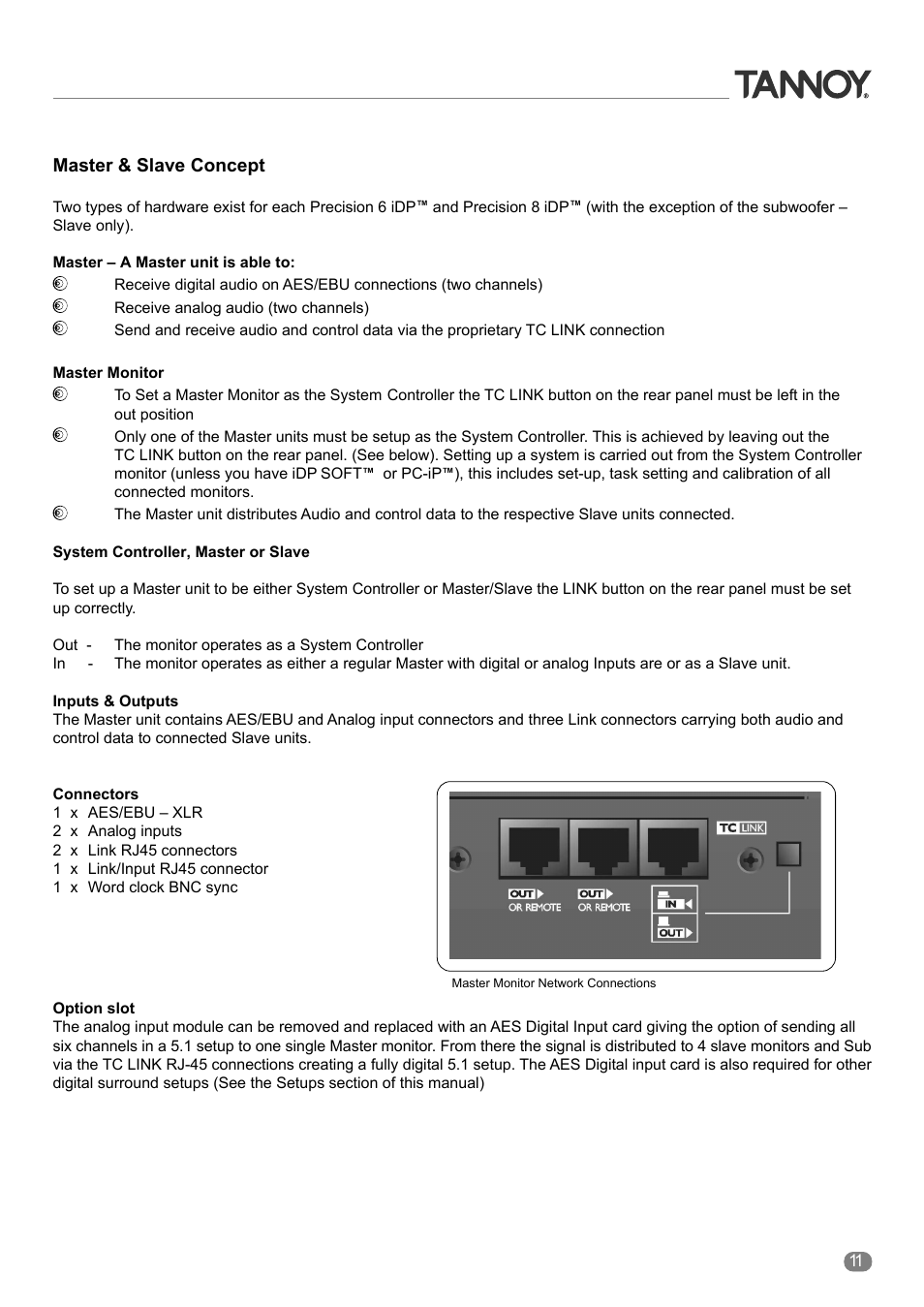 Master & slave concept | Tannoy ACTIVE STUDIO MONITORS User Manual | Page 11 / 56