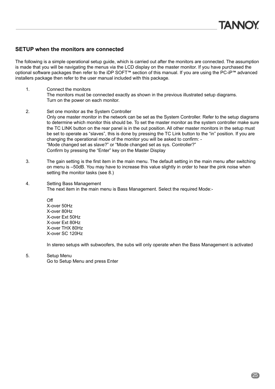 Tannoy ACTIVE STUDIO MONITORS User Manual | Page 25 / 56