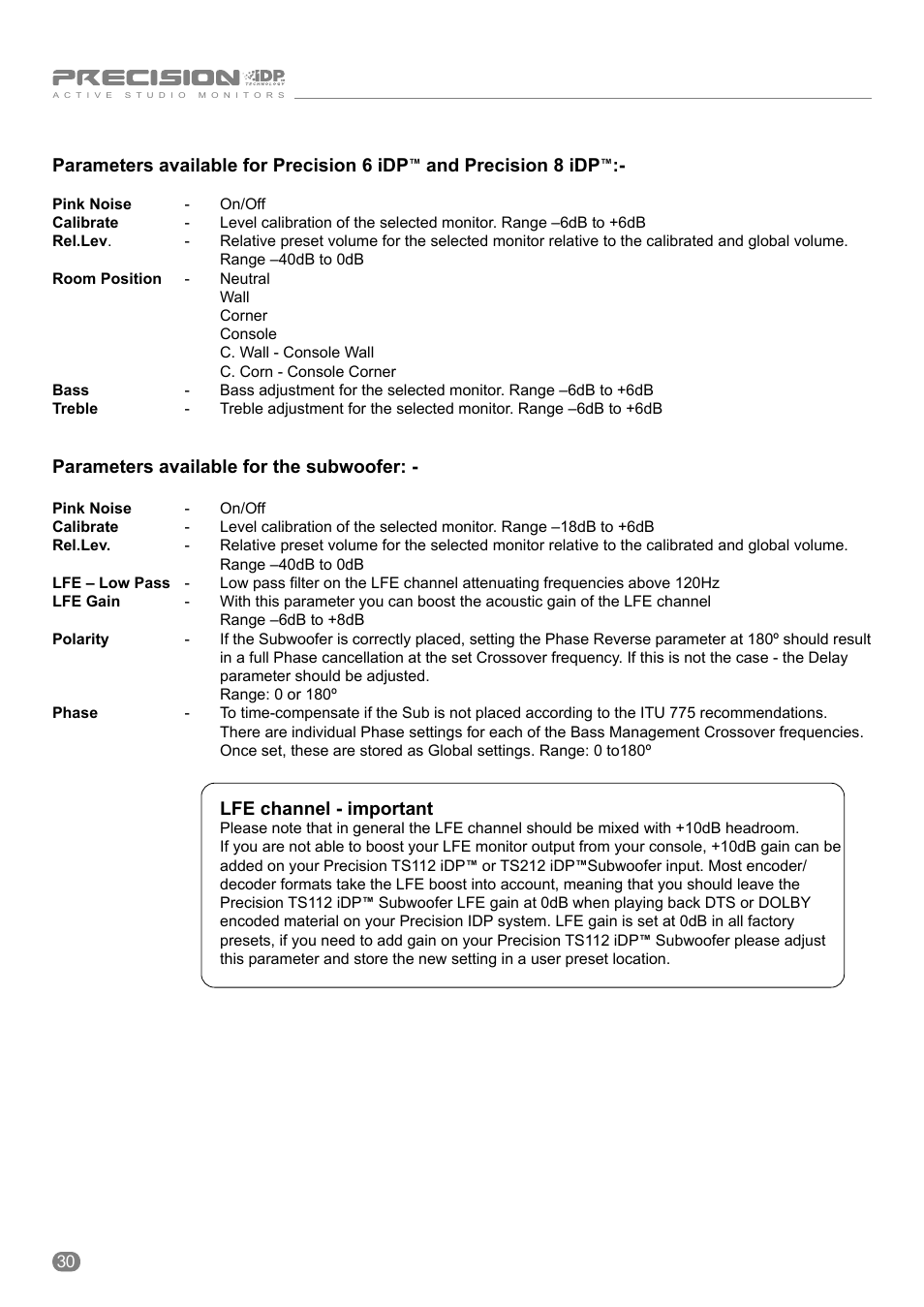 Tannoy ACTIVE STUDIO MONITORS User Manual | Page 30 / 56