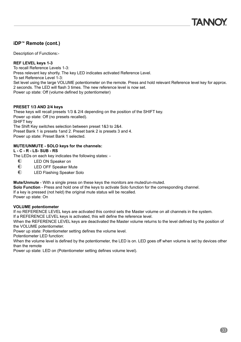 Tannoy ACTIVE STUDIO MONITORS User Manual | Page 33 / 56