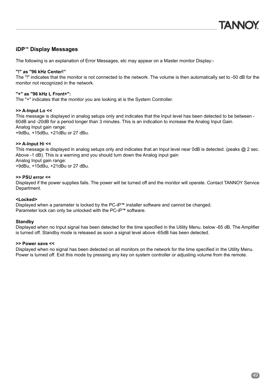 Tannoy ACTIVE STUDIO MONITORS User Manual | Page 49 / 56