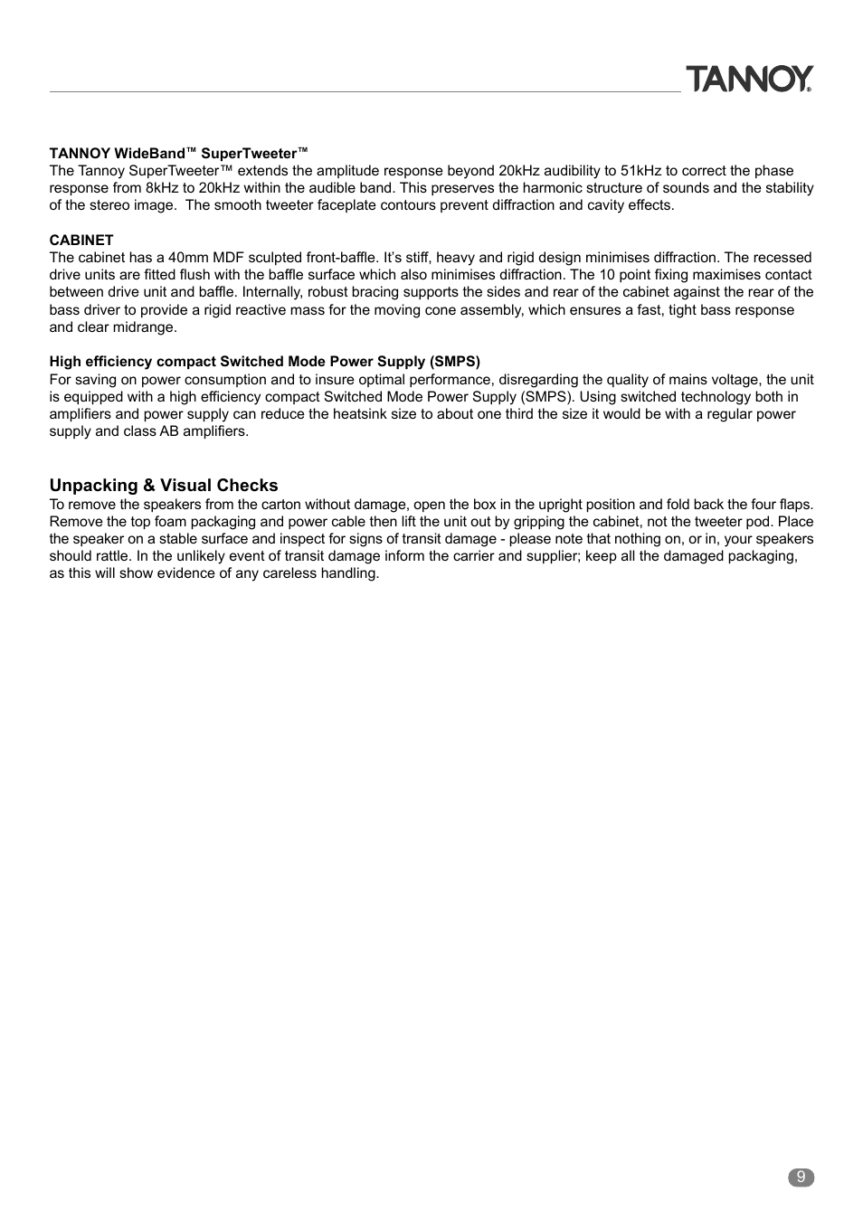 Tannoy ACTIVE STUDIO MONITORS User Manual | Page 9 / 56