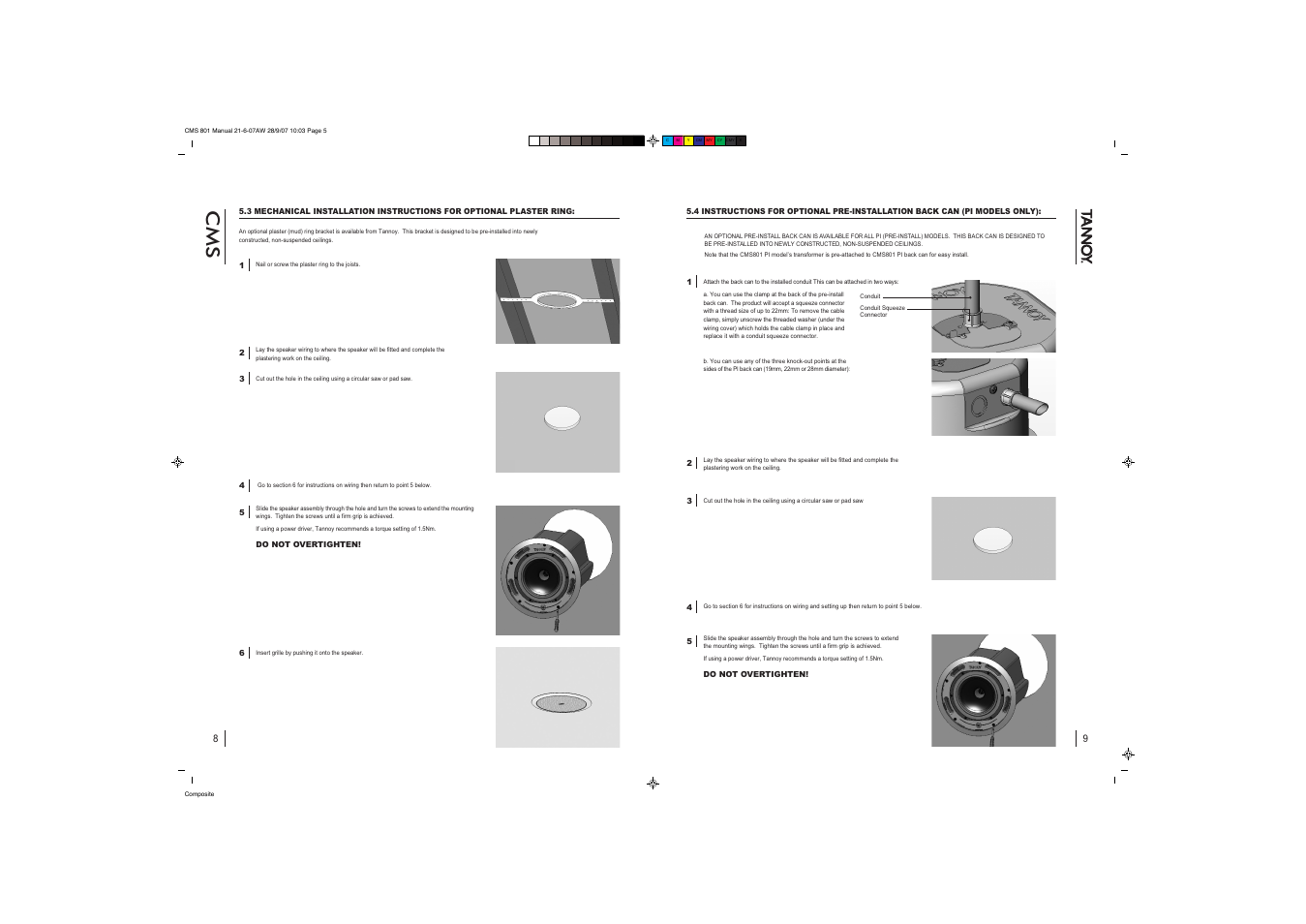 Tannoy CMS801 PI User Manual | Page 5 / 10