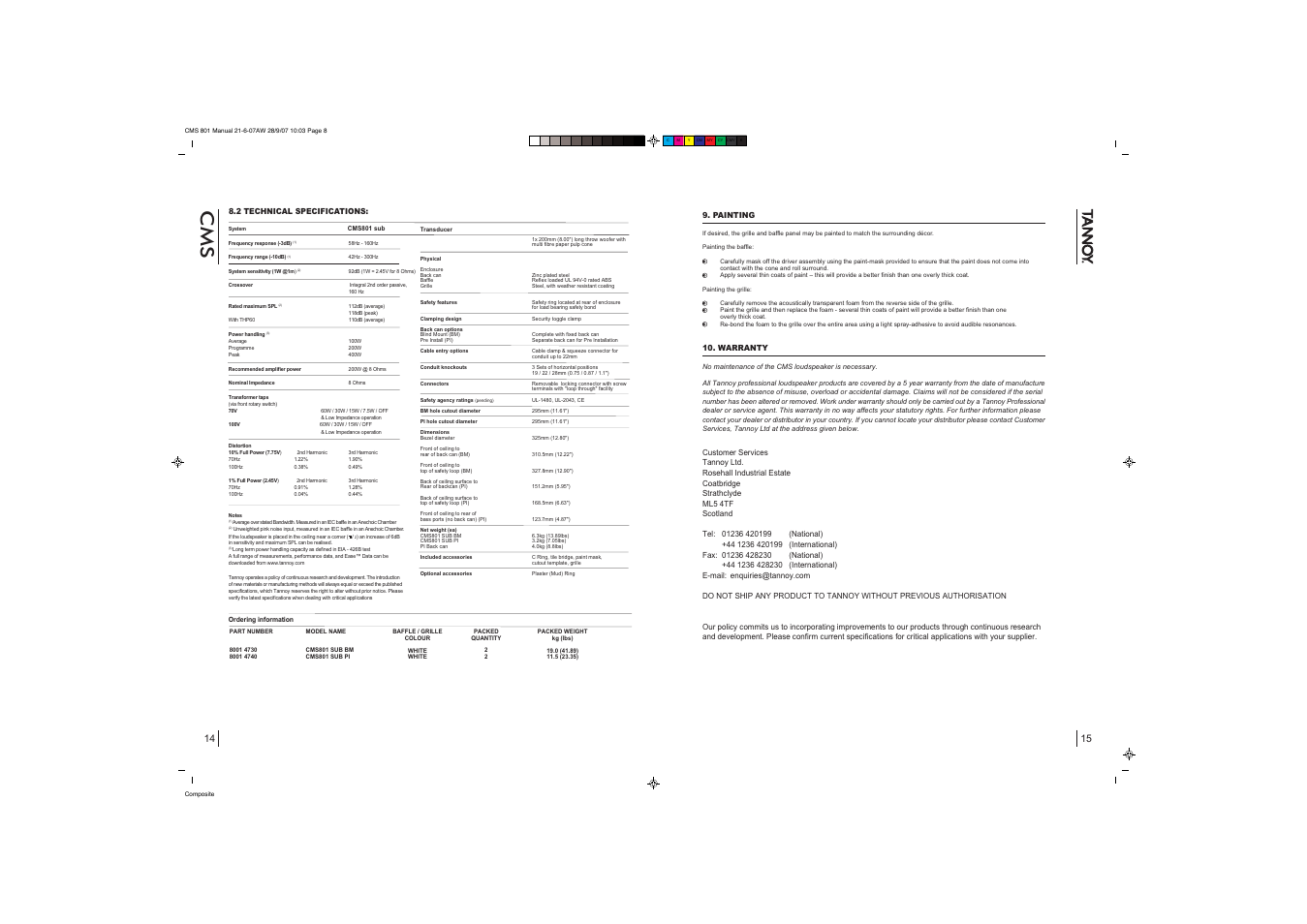 Tannoy CMS801 PI User Manual | Page 8 / 10