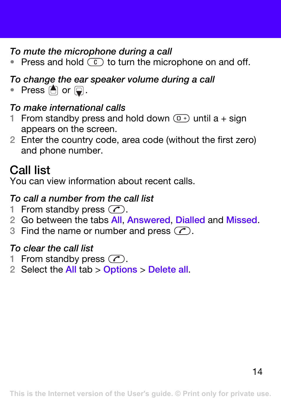 Call list | Tannoy T303 User Manual | Page 14 / 42