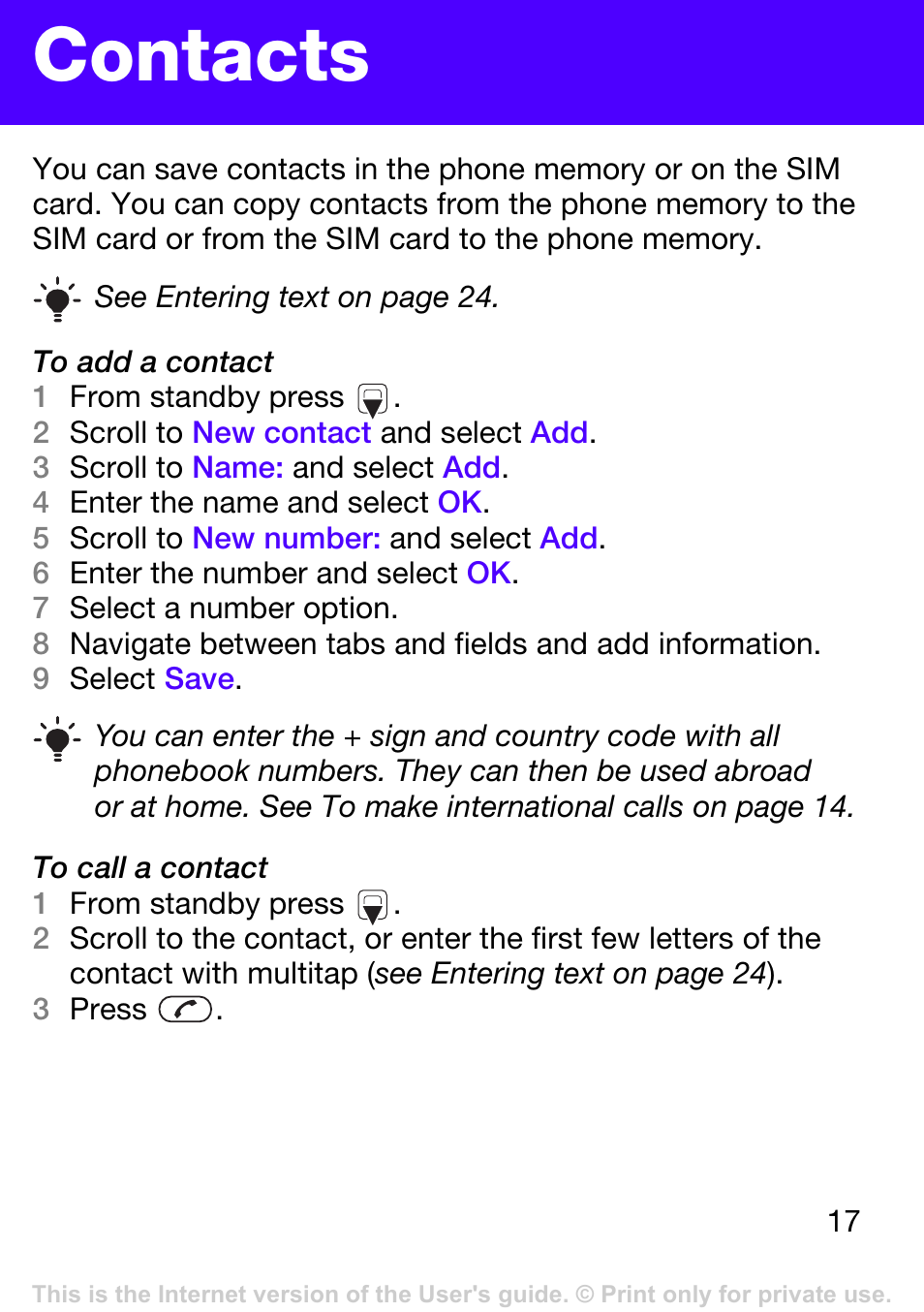 Contacts | Tannoy T303 User Manual | Page 17 / 42