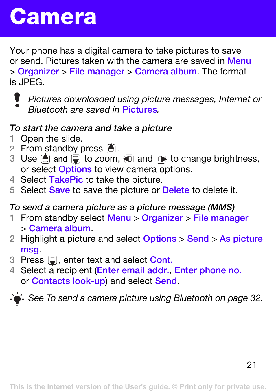 Camera | Tannoy T303 User Manual | Page 21 / 42