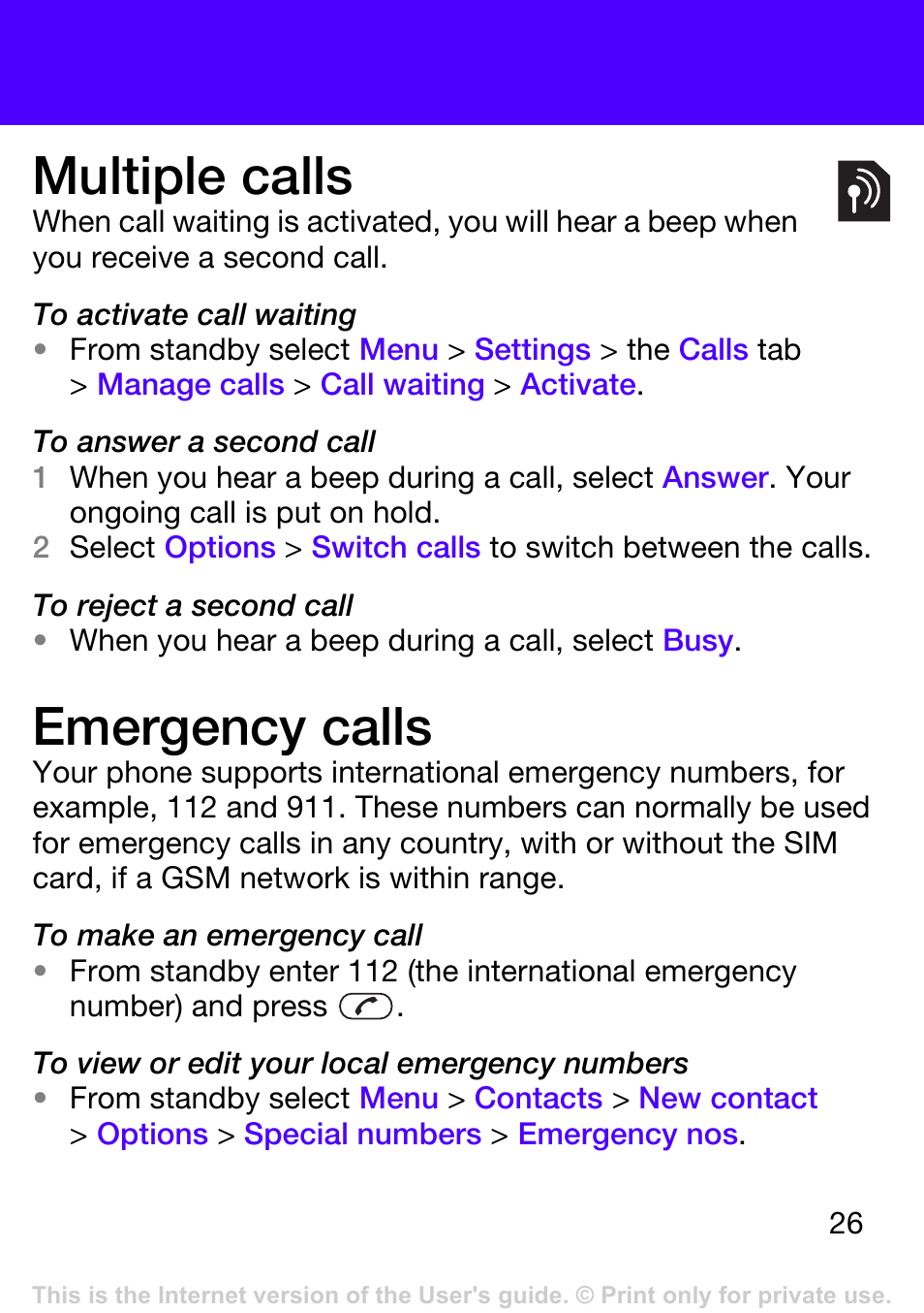 Multiple calls, Emergency calls | Tannoy T303 User Manual | Page 26 / 42
