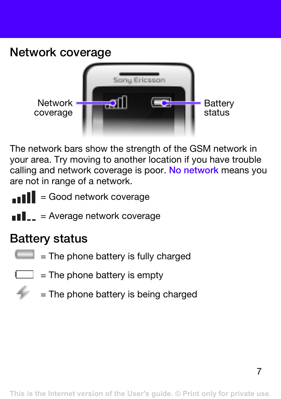 Network coverage, Battery status | Tannoy T303 User Manual | Page 7 / 42