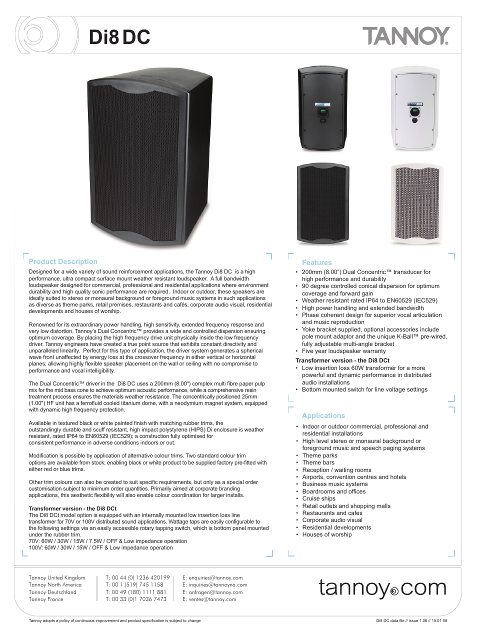 Tannoy Di8DC User Manual | 12 pages