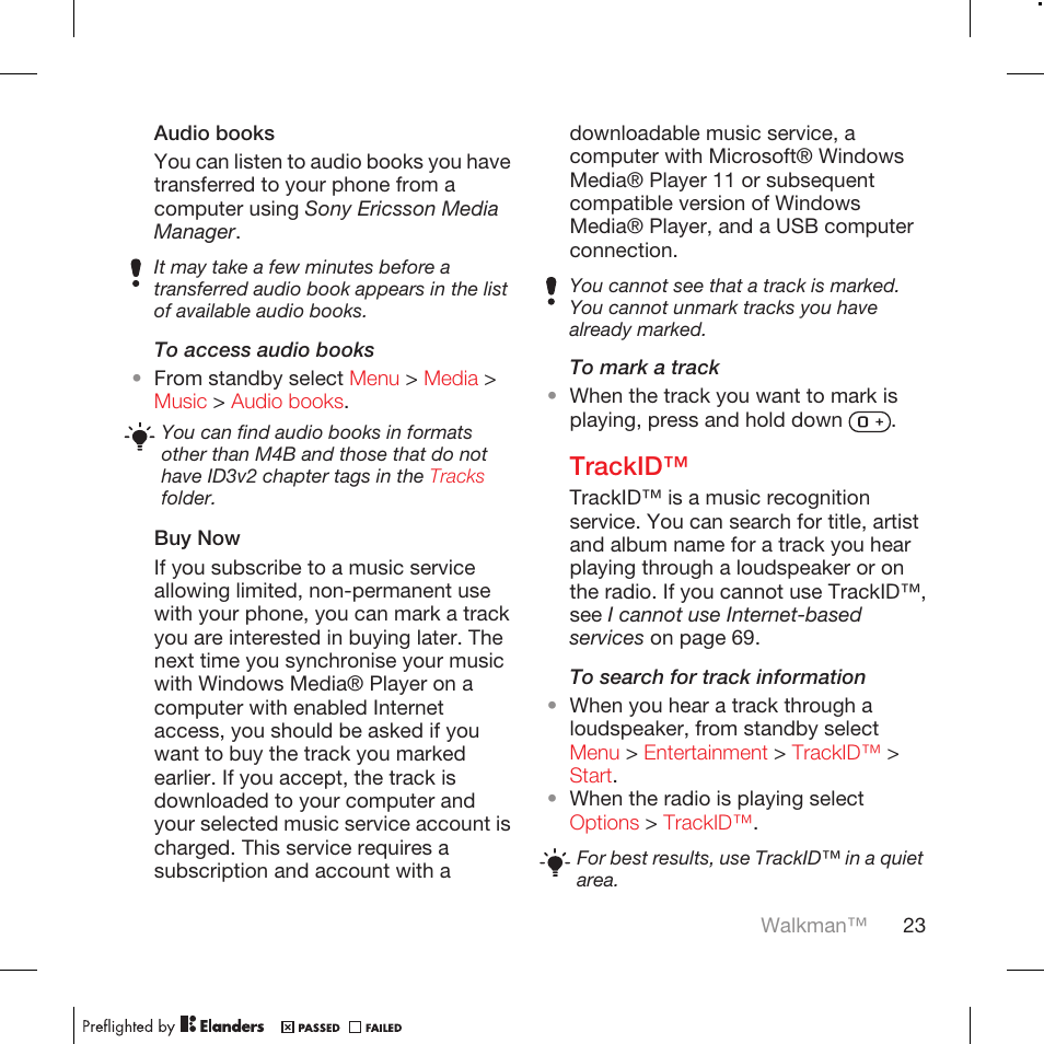Trackid | Tannoy WALKMAN W715 User Manual | Page 23 / 88
