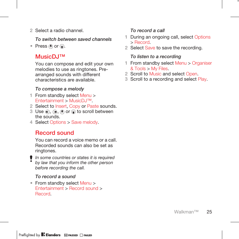 Musicdj, Record sound | Tannoy WALKMAN W715 User Manual | Page 25 / 88