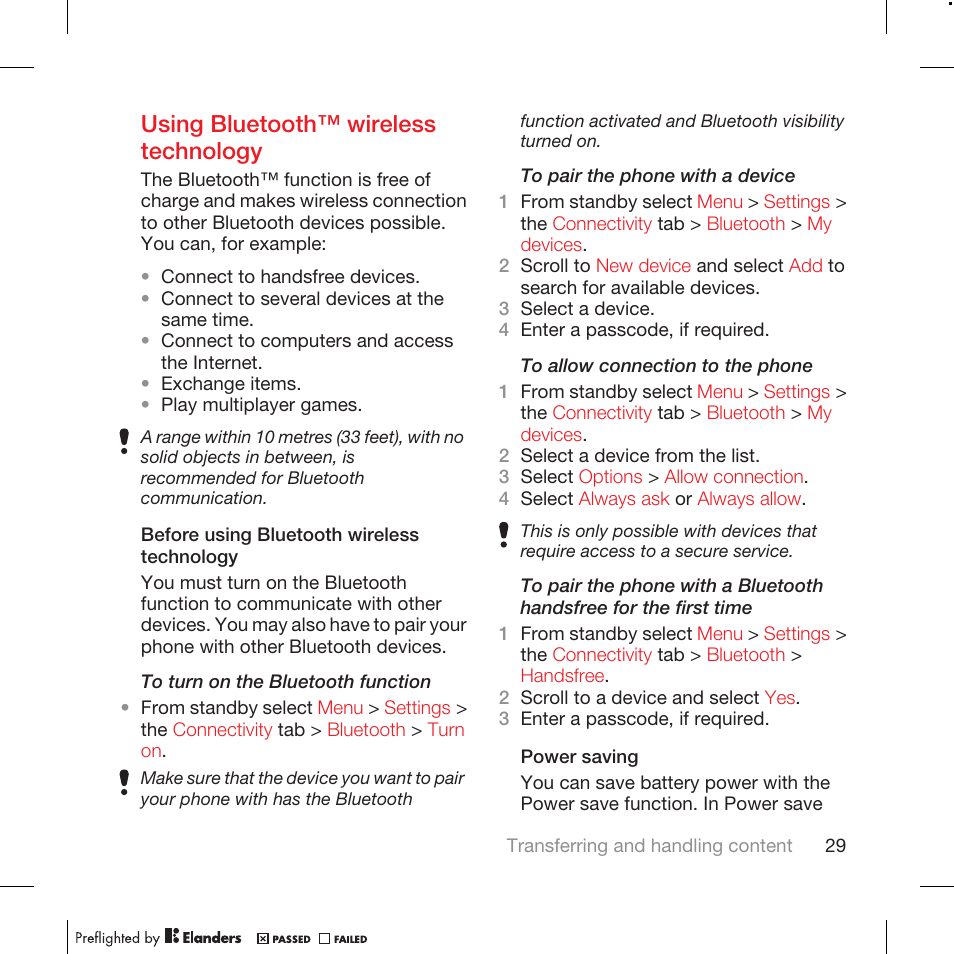 Using bluetooth™ wireless technology | Tannoy WALKMAN W715 User Manual | Page 29 / 88