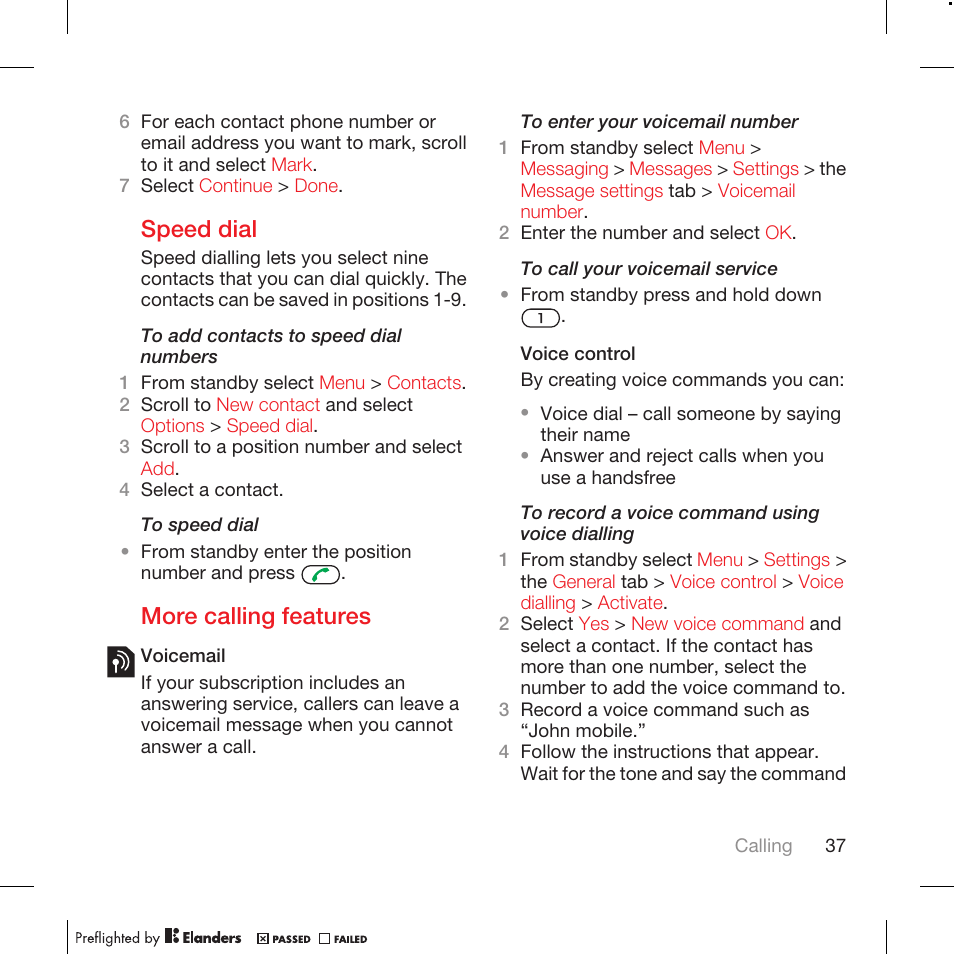 Speed dial, More calling features | Tannoy WALKMAN W715 User Manual | Page 37 / 88