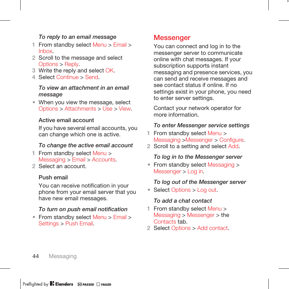 Messenger | Tannoy WALKMAN W715 User Manual | Page 44 / 88