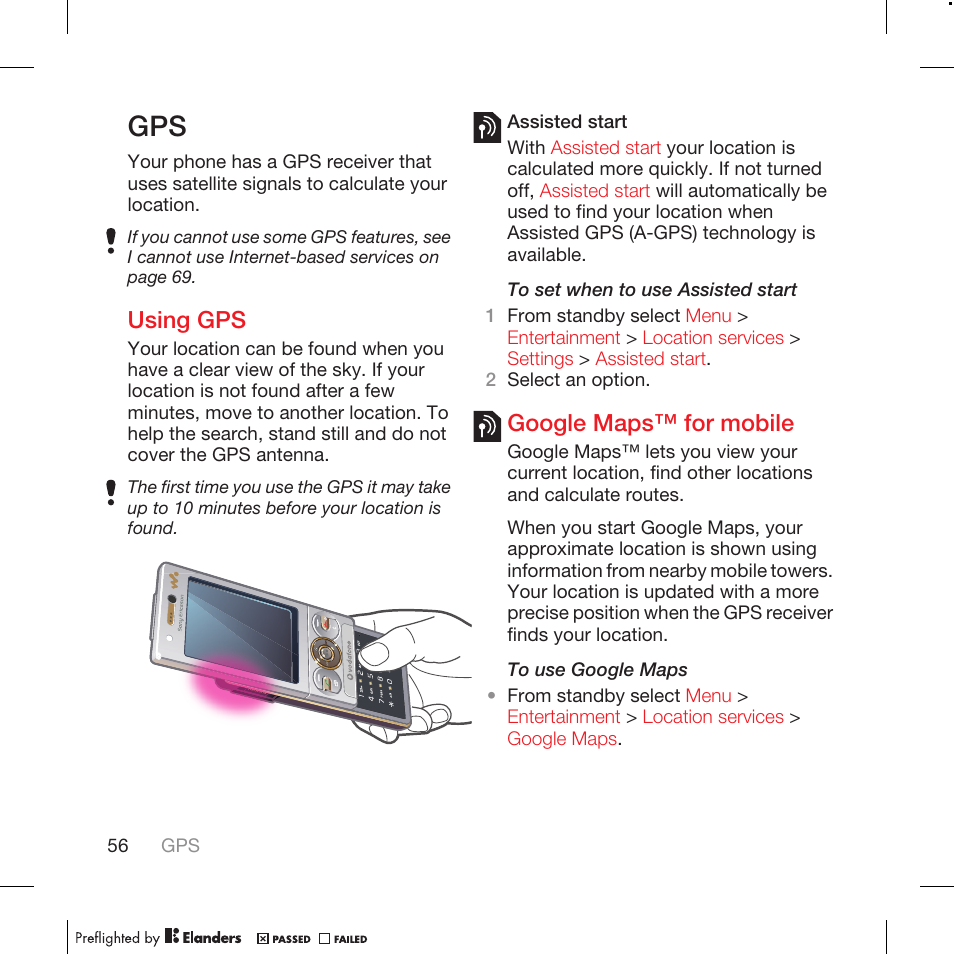 Using gps, Google maps™ for mobile | Tannoy WALKMAN W715 User Manual | Page 56 / 88