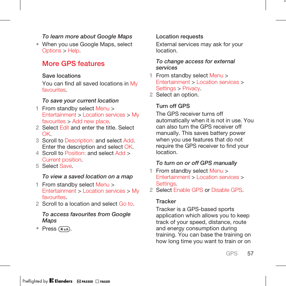 More gps features | Tannoy WALKMAN W715 User Manual | Page 57 / 88