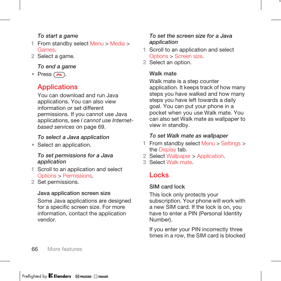 Applications, Locks | Tannoy WALKMAN W715 User Manual | Page 66 / 88