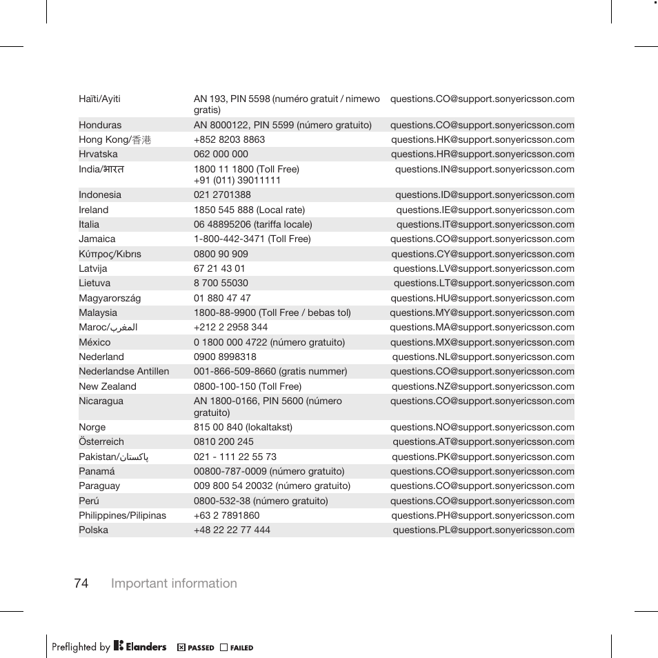74 important information | Tannoy WALKMAN W715 User Manual | Page 74 / 88