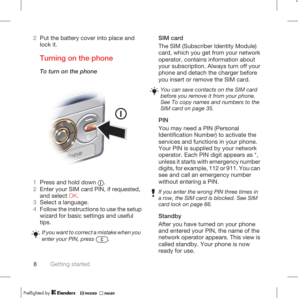 Turning on the phone | Tannoy WALKMAN W715 User Manual | Page 8 / 88