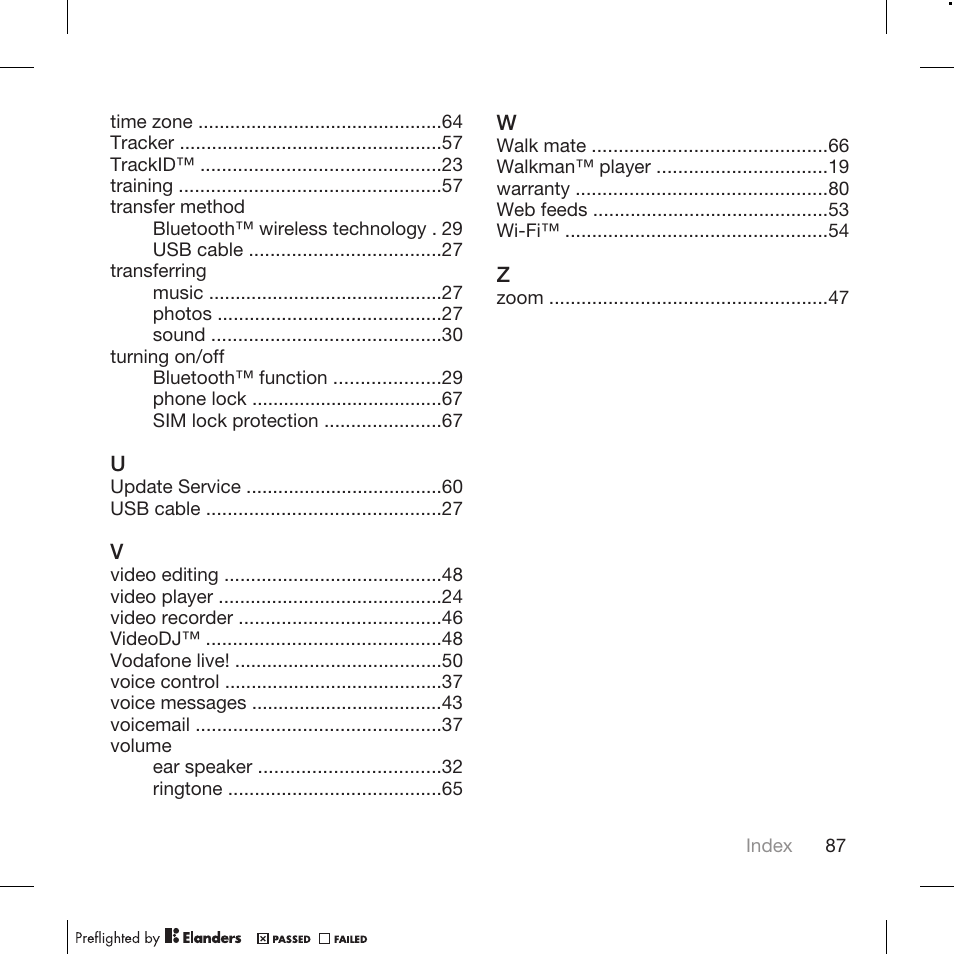 Tannoy WALKMAN W715 User Manual | Page 87 / 88