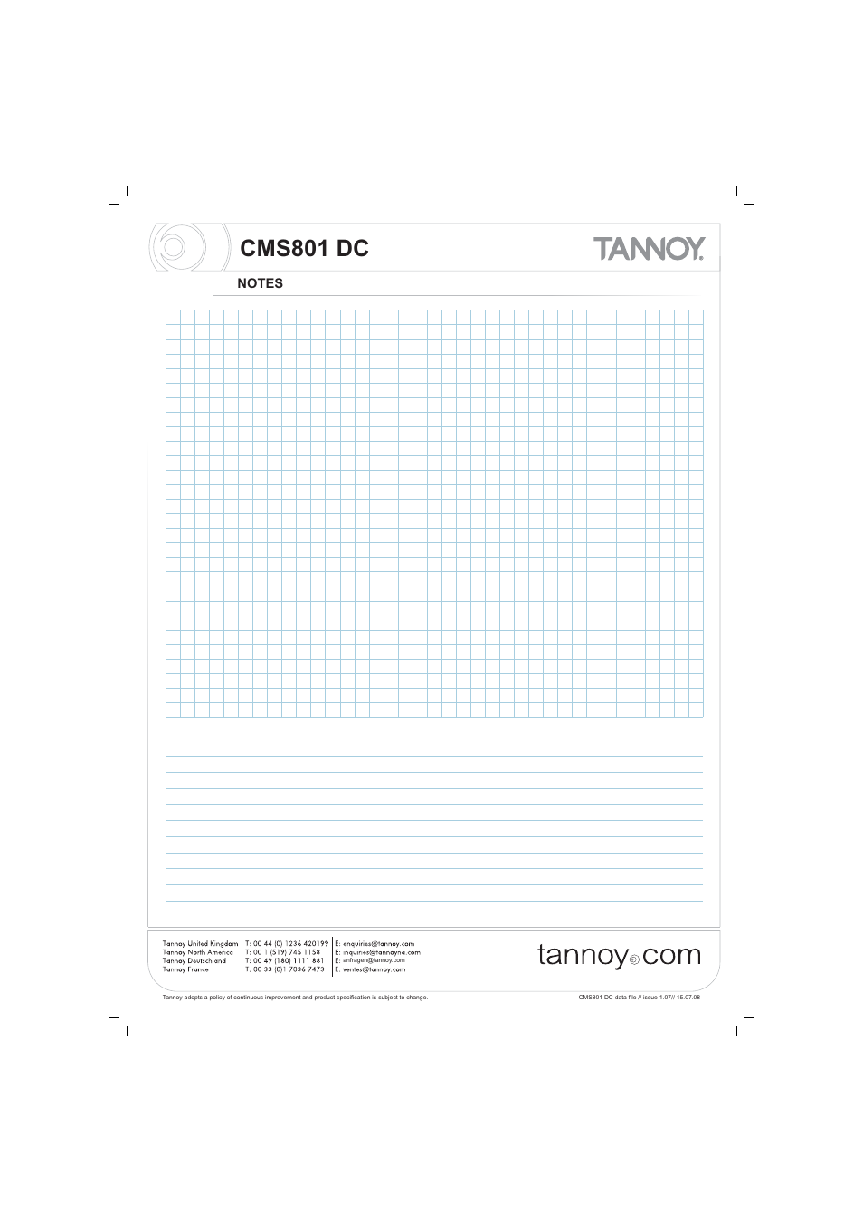 Cms801 dc | Tannoy CMS801 DC User Manual | Page 8 / 8