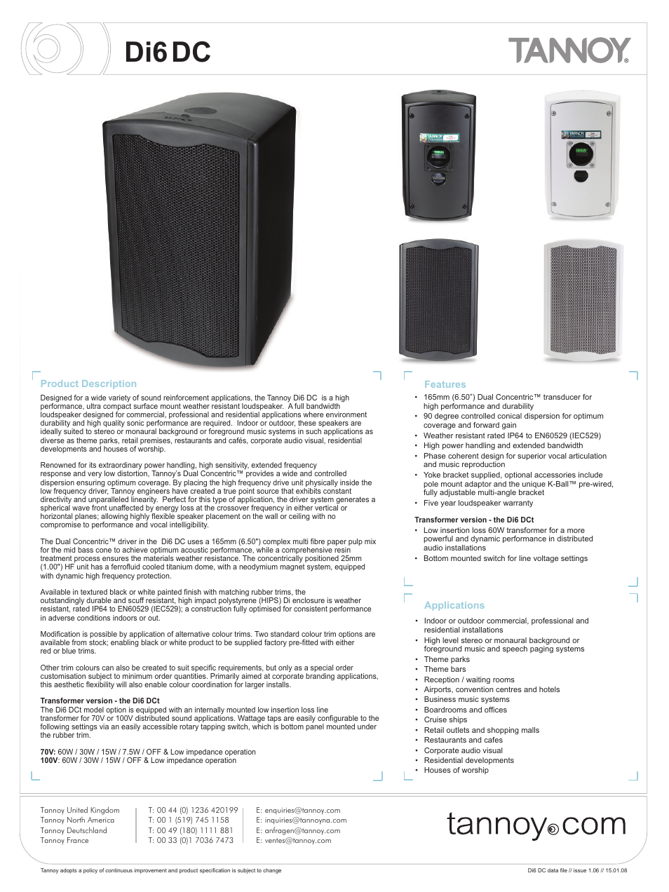Tannoy Di6 DC User Manual | 12 pages