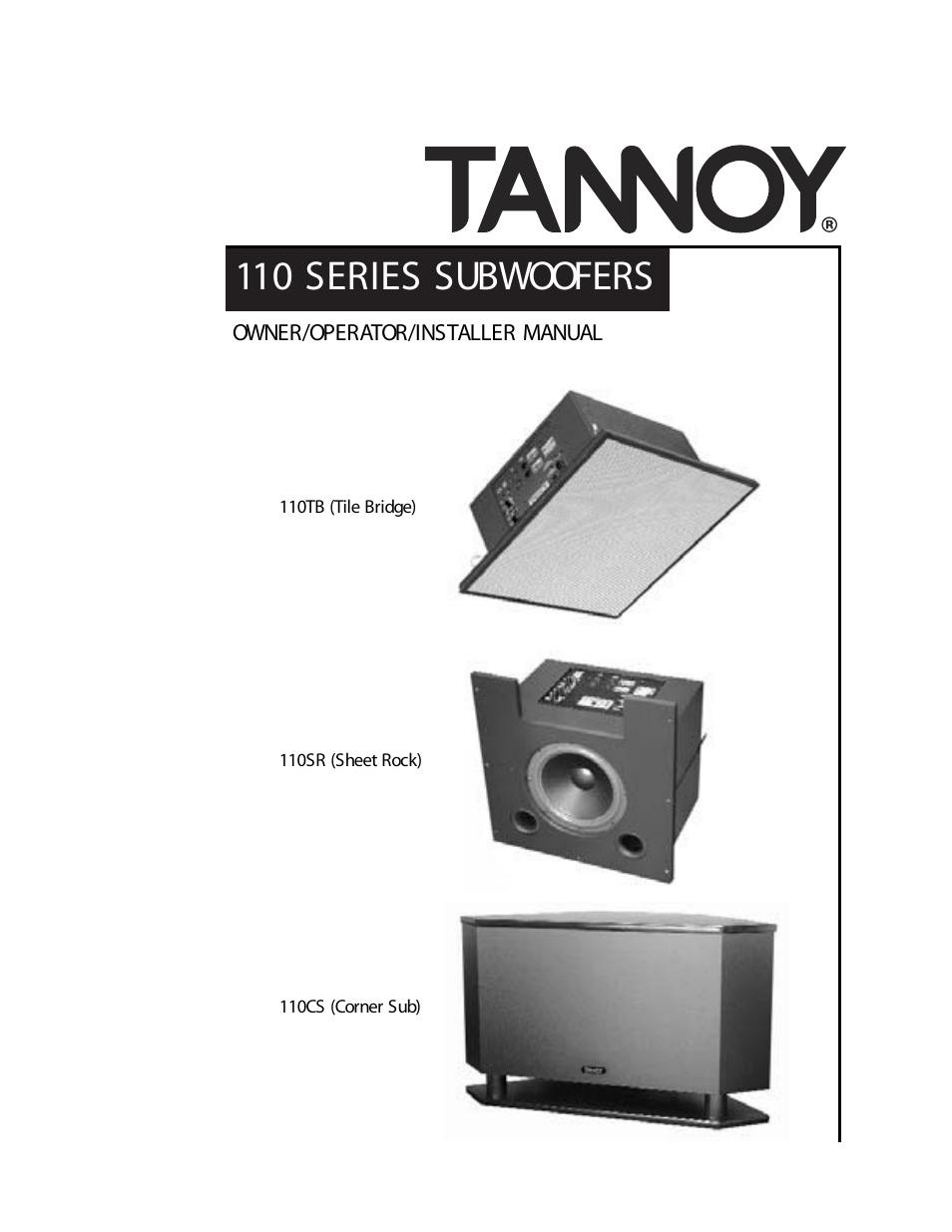 Tannoy SUBWOOFERS User Manual | 28 pages