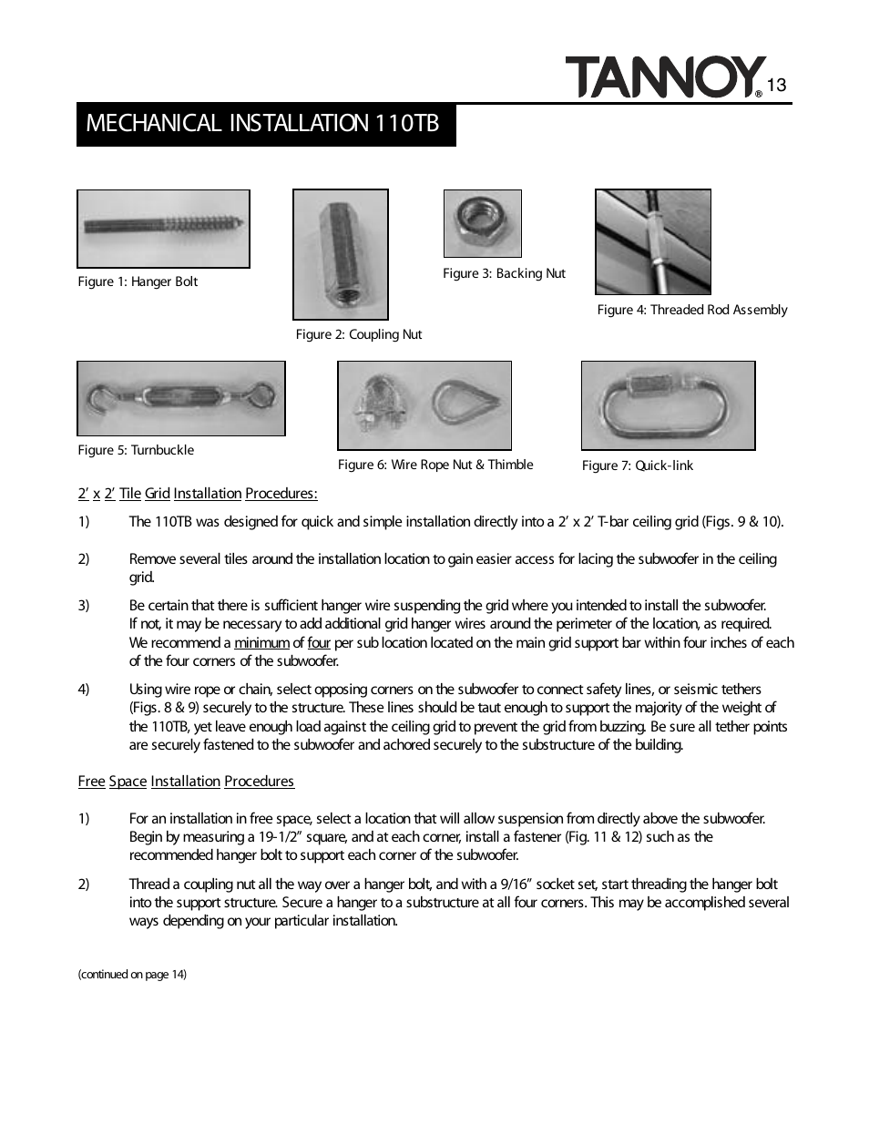 Mechanical installation 110tb | Tannoy SUBWOOFERS User Manual | Page 13 / 28