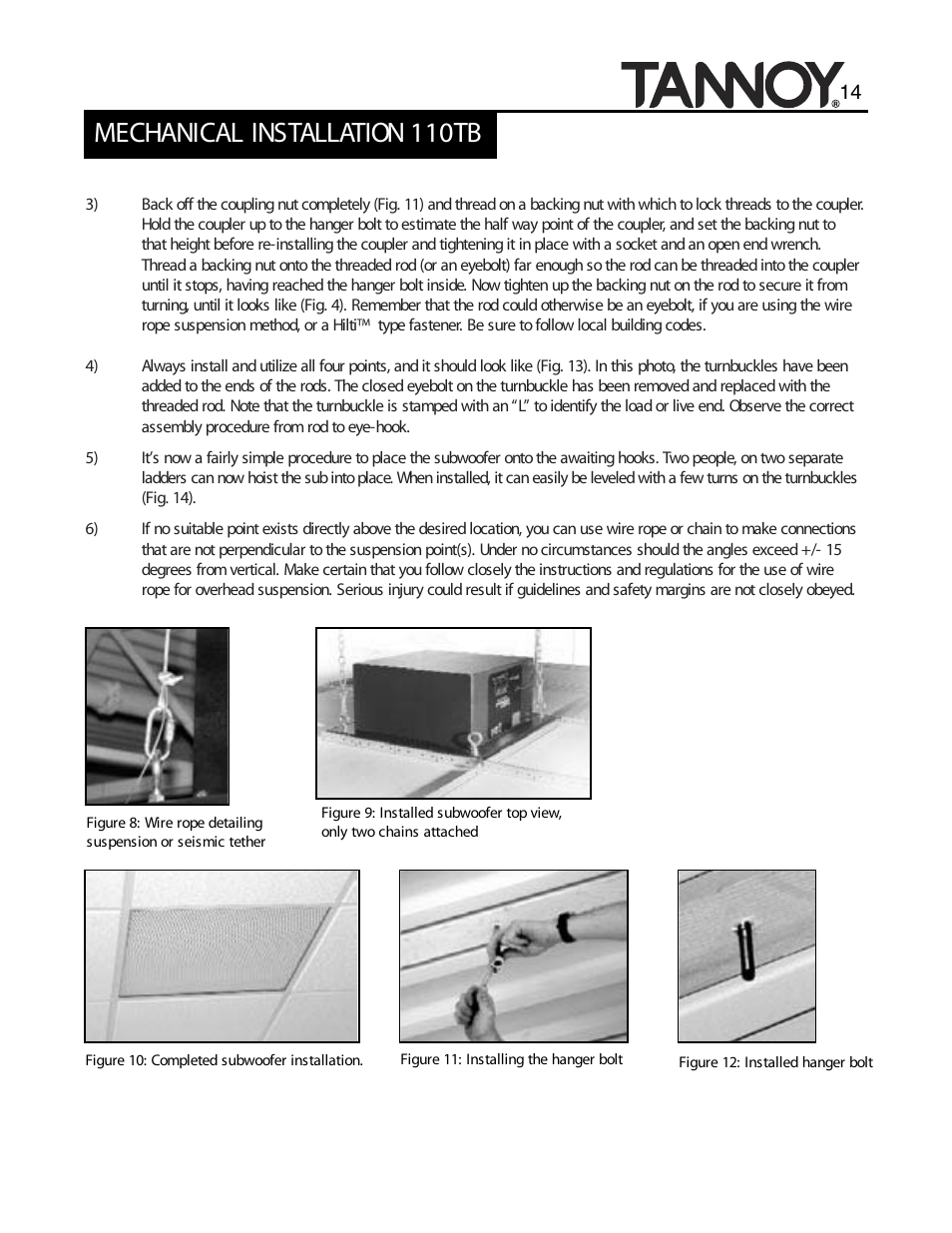 Mechanical installation 110tb | Tannoy SUBWOOFERS User Manual | Page 14 / 28