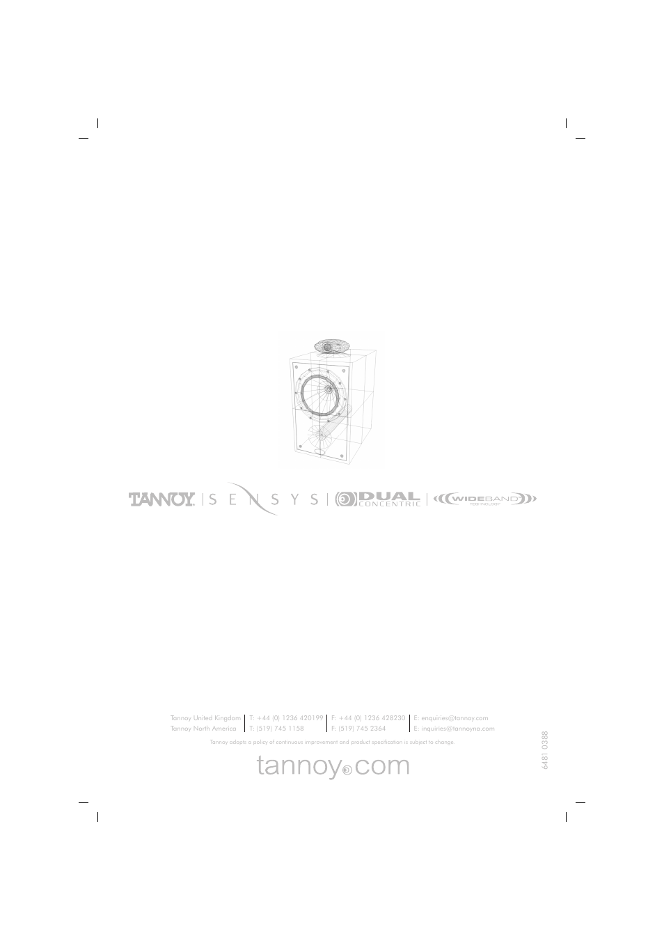 Tannoy Sensys R User Manual | Page 16 / 16