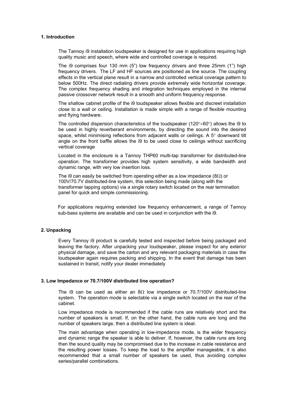 Tannoy I9 User Manual | Page 3 / 14