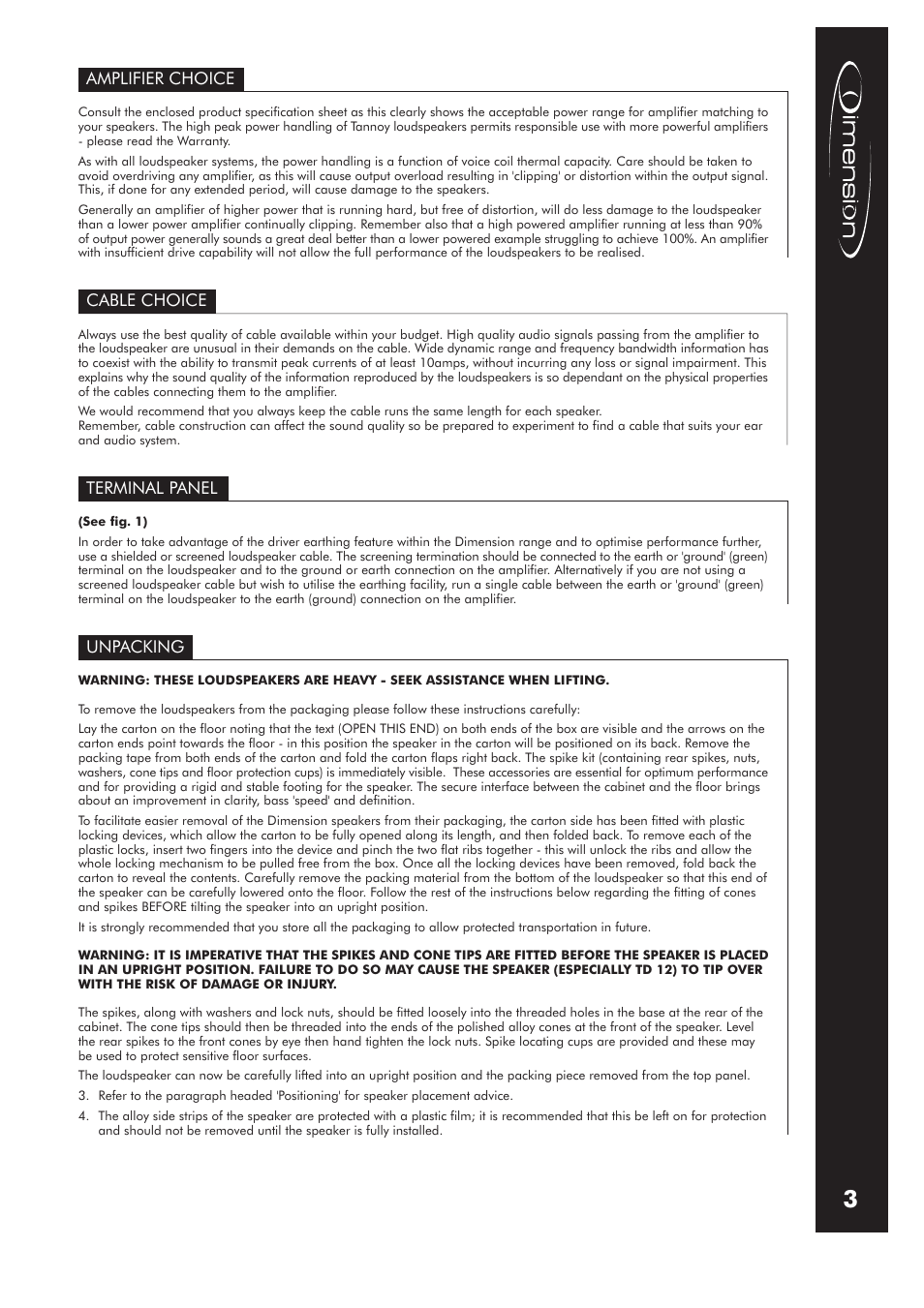Tannoy Stereo amplifier Dimension User Manual | Page 3 / 10
