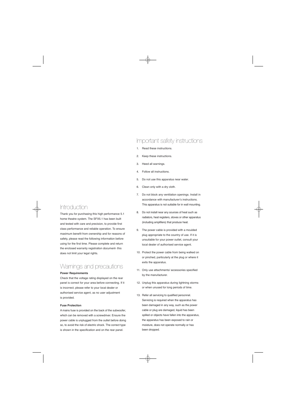 Tannoy home theatre system SFX 5.1 User Manual | Page 2 / 8