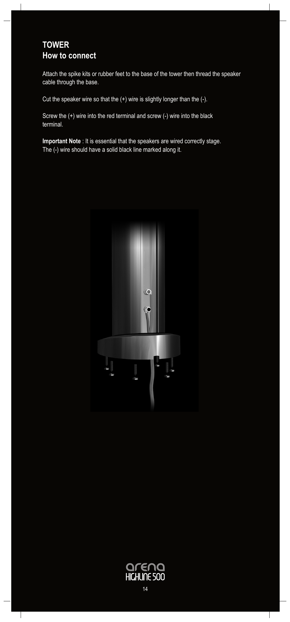 Tower how to connect | Tannoy Arena Highline 500 User Manual | Page 14 / 20