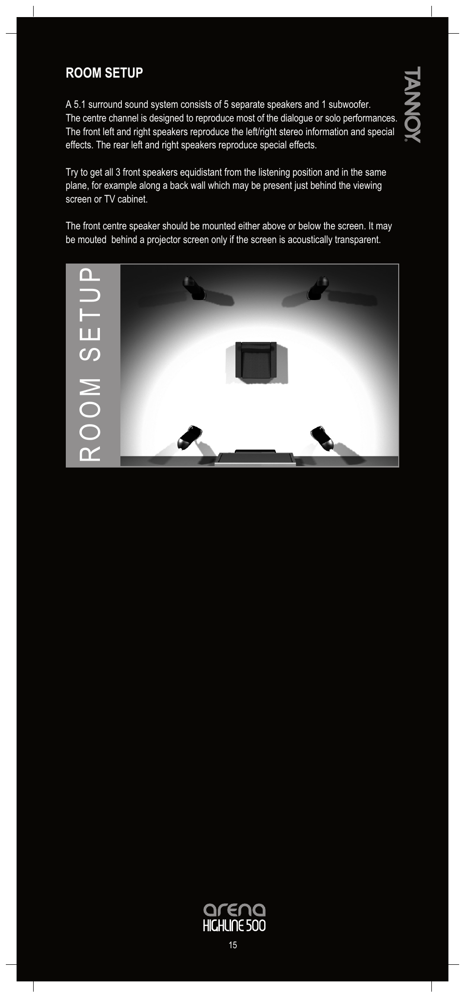 Room setup | Tannoy Arena Highline 500 User Manual | Page 15 / 20