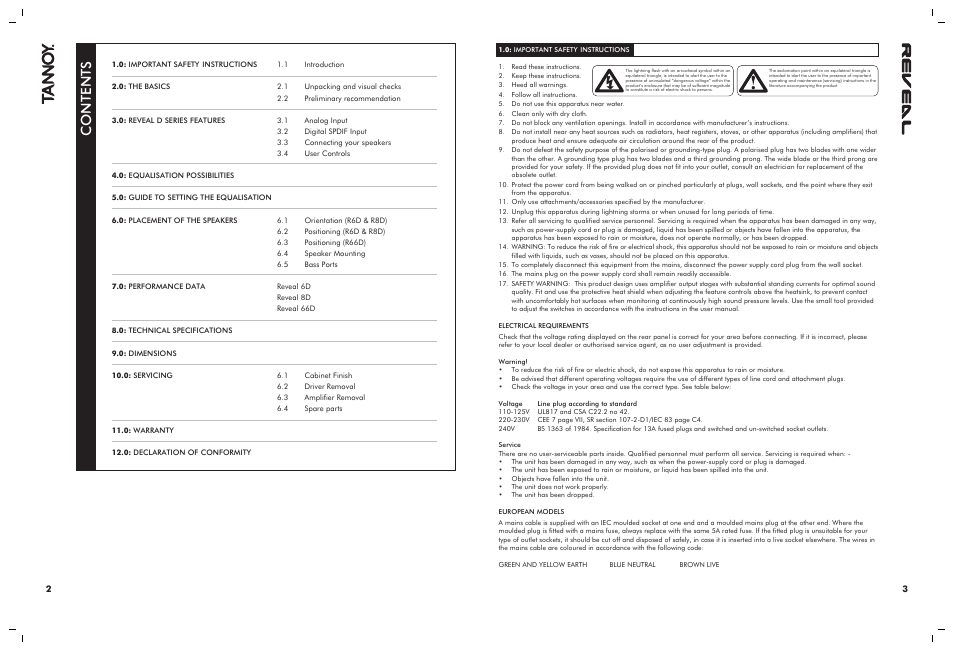 Tannoy 6D 66D & 8D User Manual | Page 2 / 12