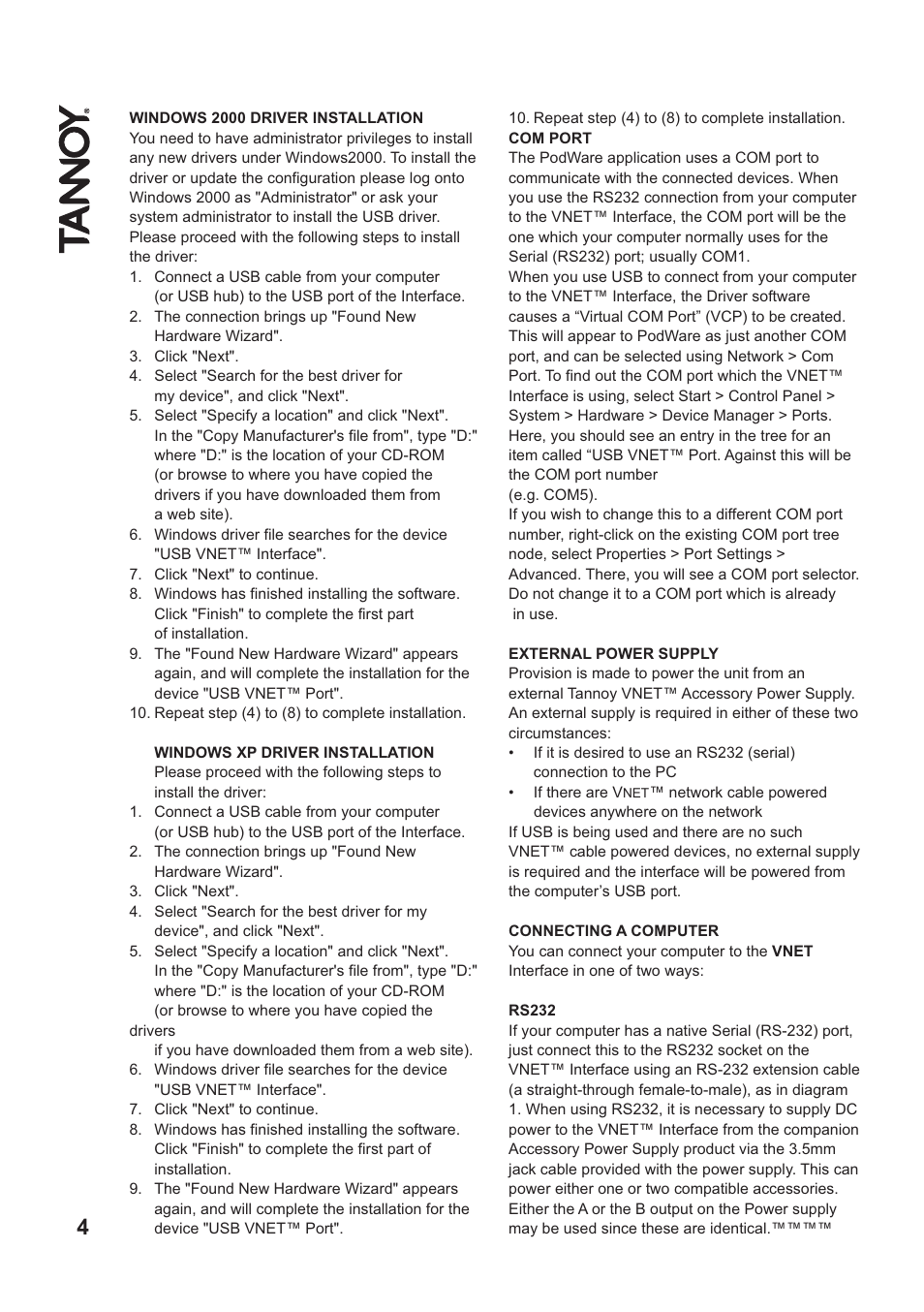 Tannoy VNET SC1 User Manual | Page 4 / 8