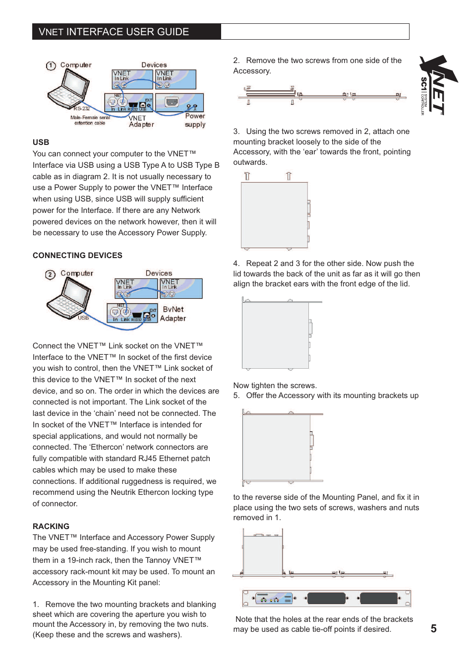 Interface user guide | Tannoy VNET SC1 User Manual | Page 5 / 8