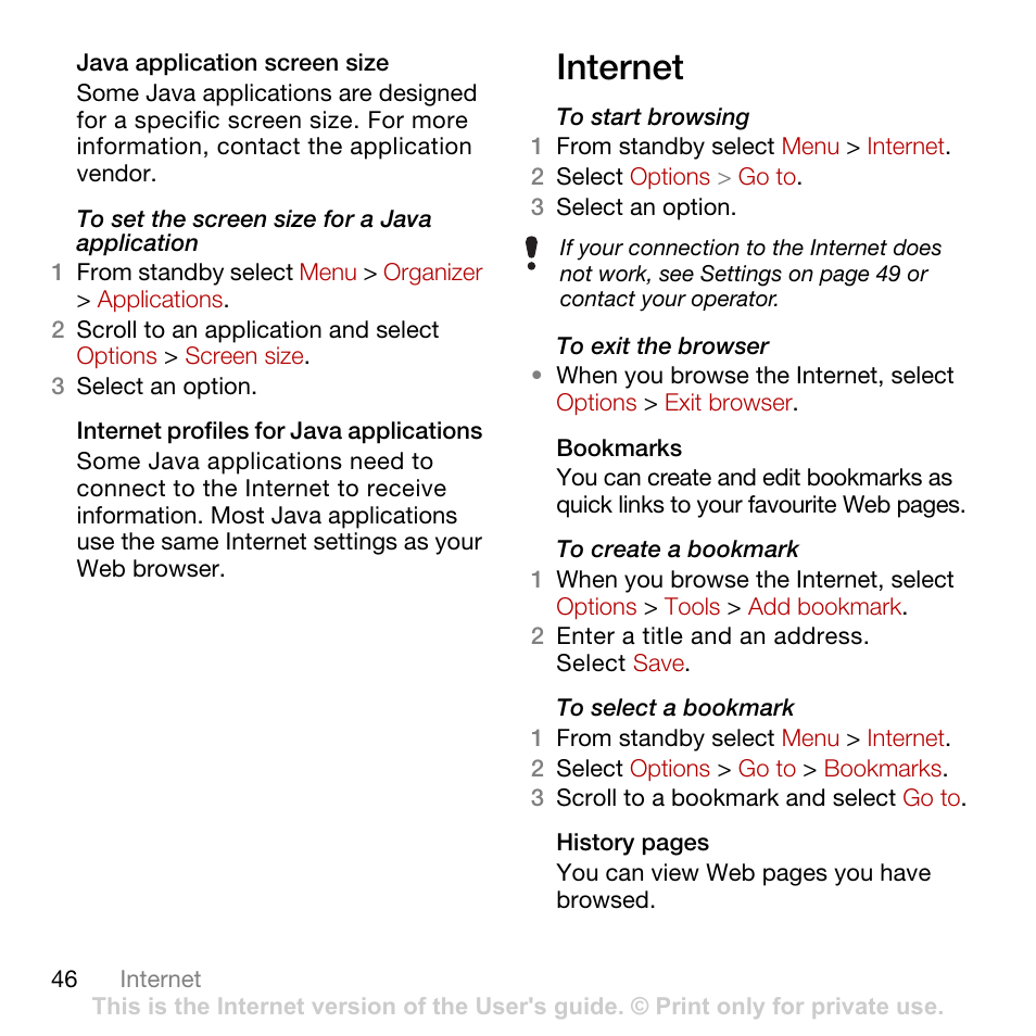 Internet | Tannoy CYBER-SHOT C902 User Manual | Page 48 / 82