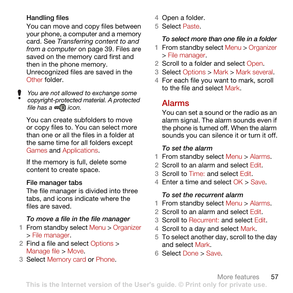 Alarms | Tannoy CYBER-SHOT C902 User Manual | Page 59 / 82