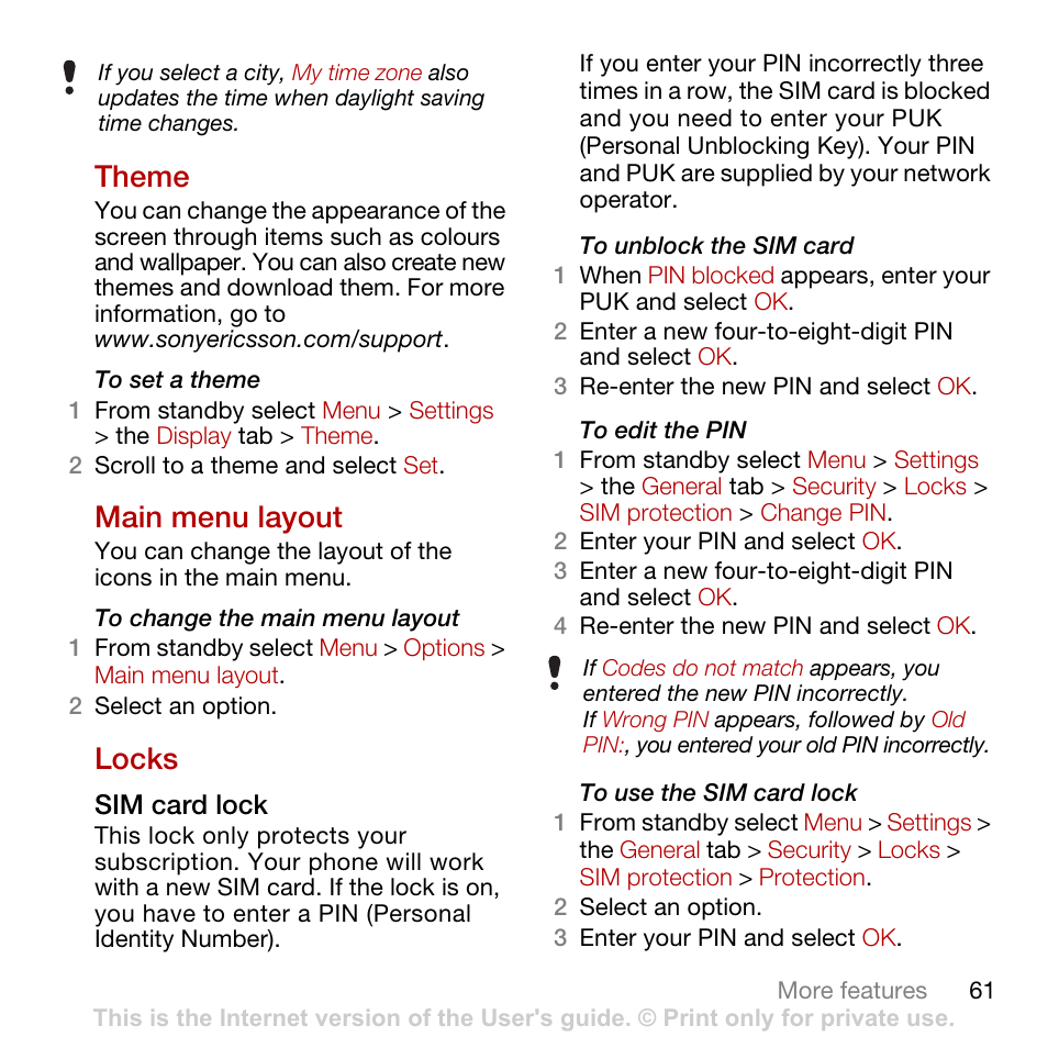 Theme, Main menu layout, Locks | Theme main menu layout locks | Tannoy CYBER-SHOT C902 User Manual | Page 63 / 82