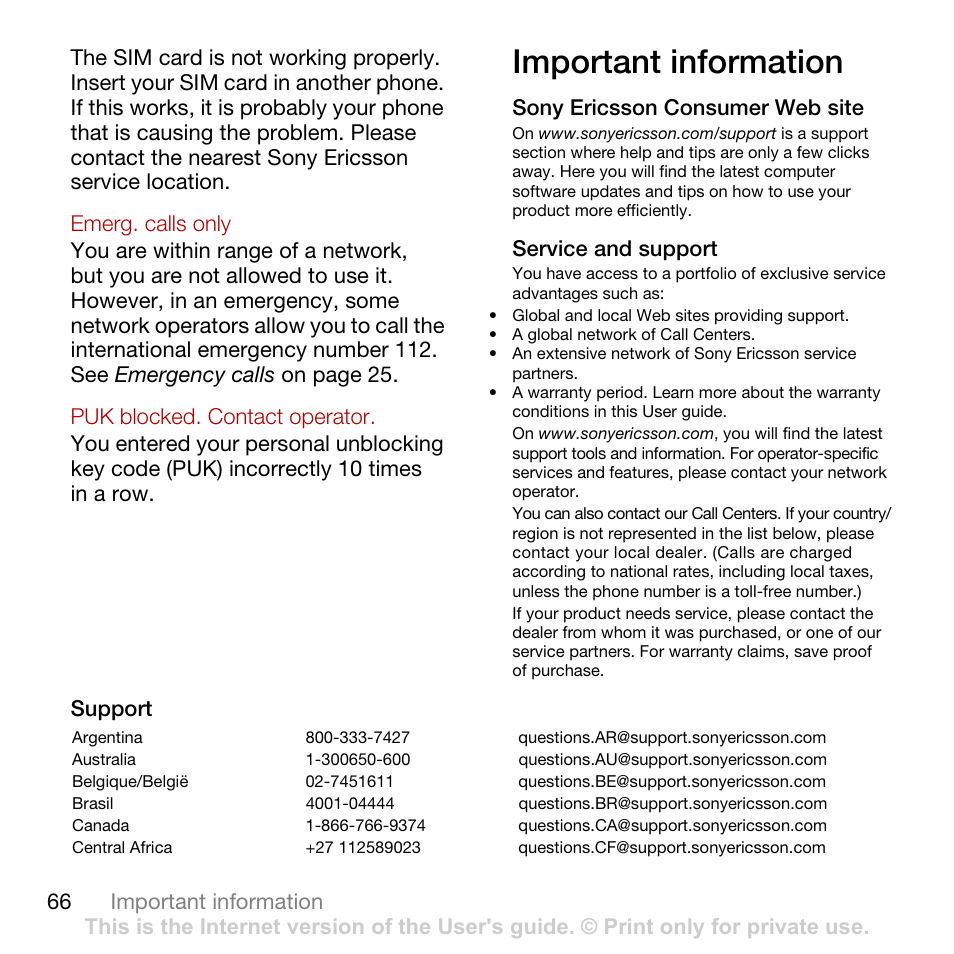 Important information | Tannoy CYBER-SHOT C902 User Manual | Page 68 / 82