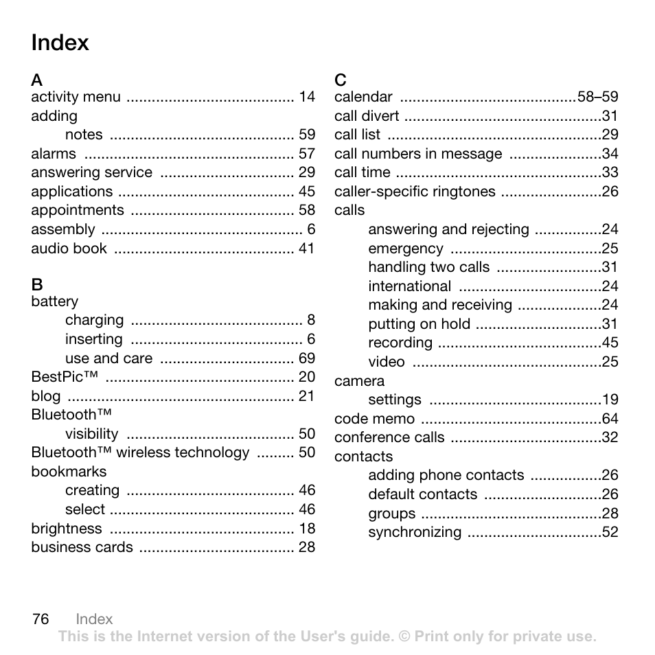 Index | Tannoy CYBER-SHOT C902 User Manual | Page 78 / 82