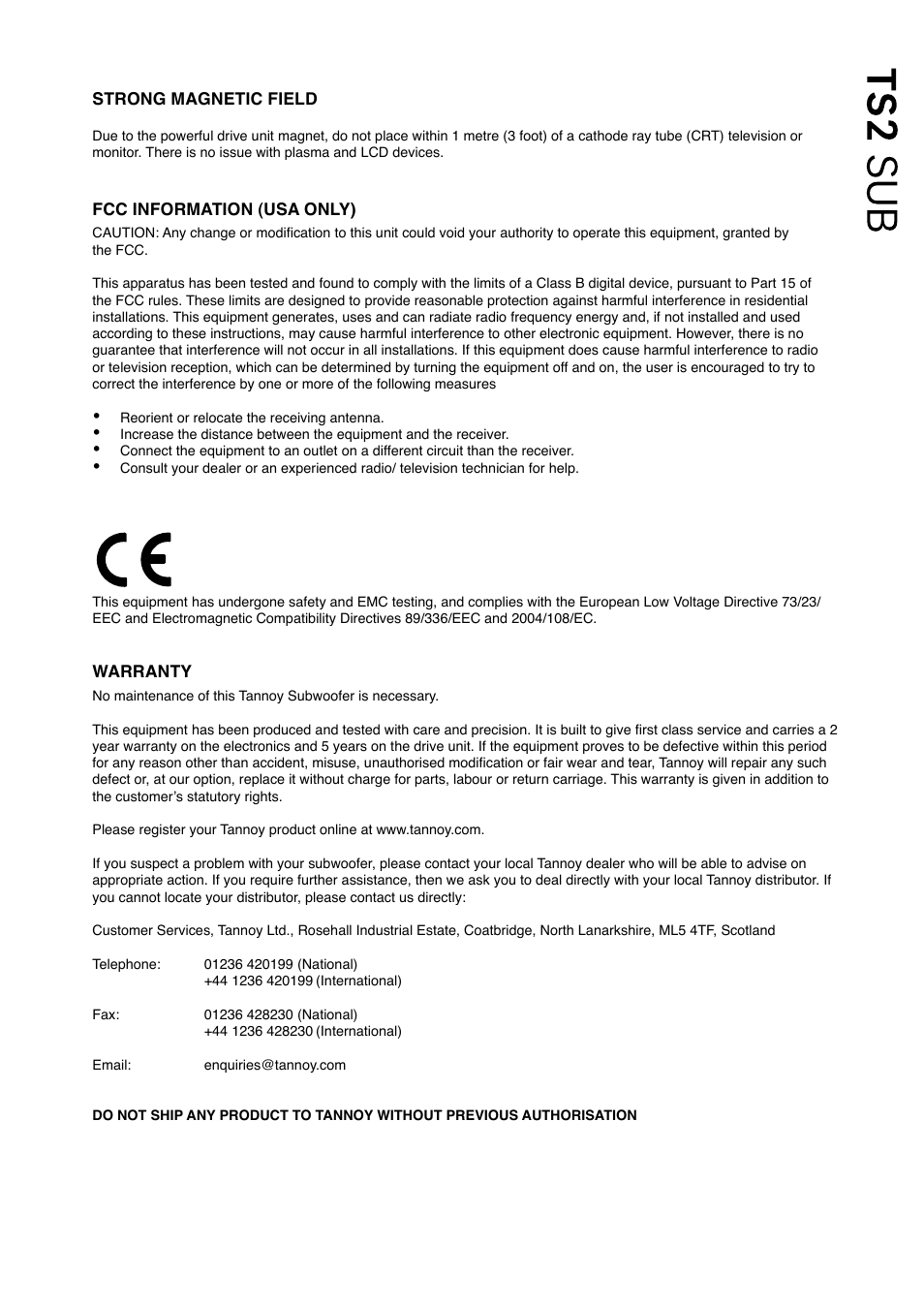 Tannoy TS2 User Manual | Page 3 / 8