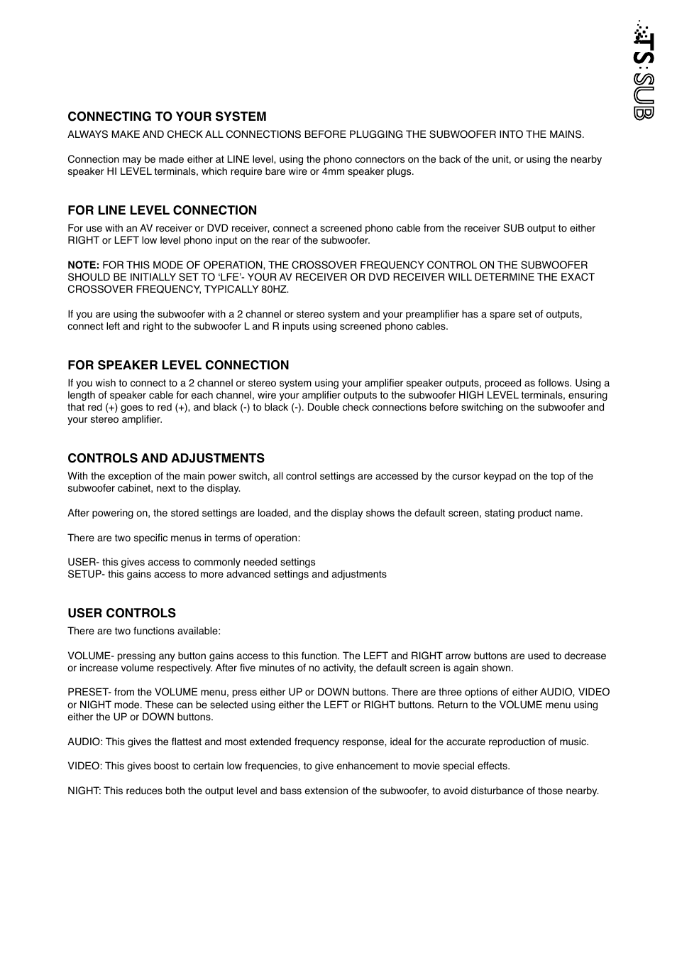 Tannoy Tanoy TS Sub User Manual | Page 5 / 12