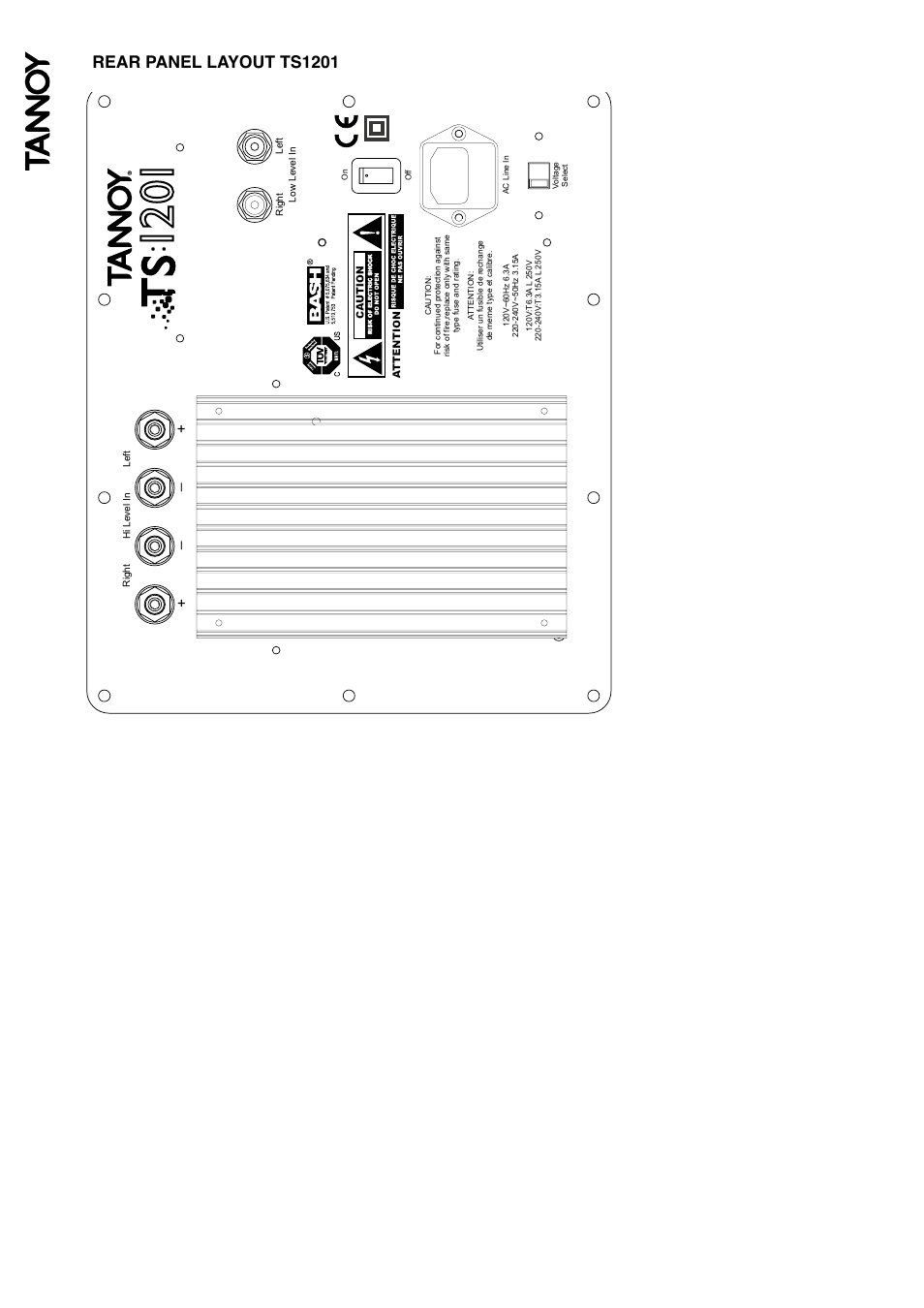 Rear panel layout ts1201 | Tannoy Tanoy TS Sub User Manual | Page 8 / 12