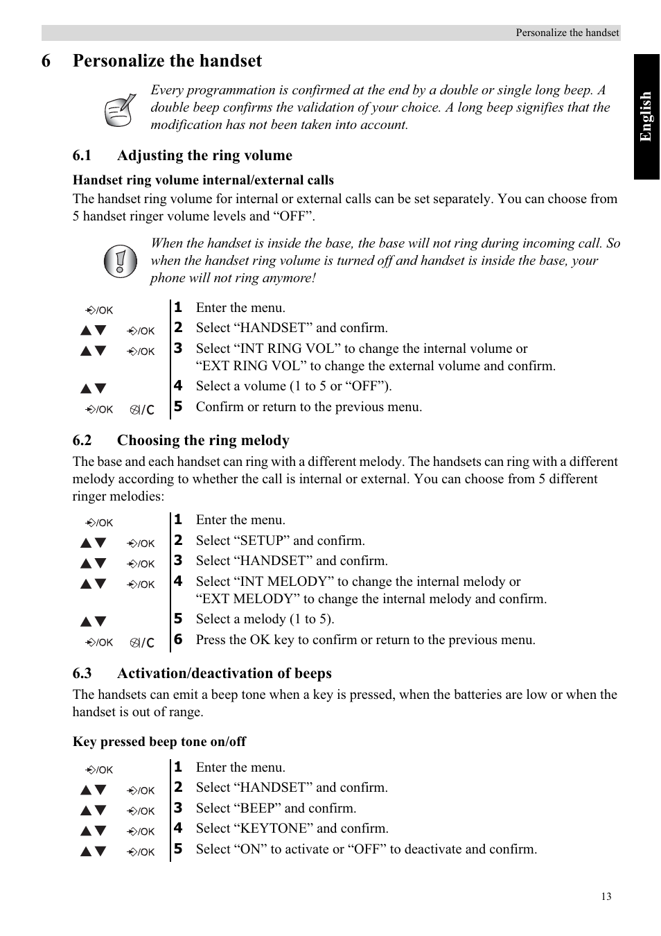 6personalize the handset | Topcom BUTLER E450 User Manual | Page 13 / 104